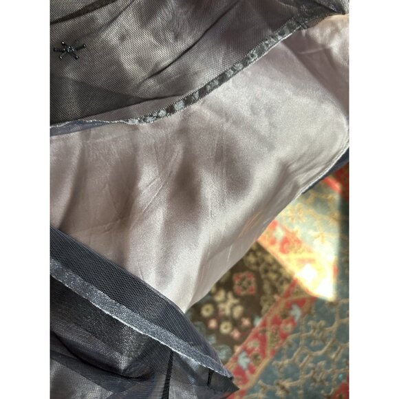 Vtg Express Sheer Sequin flare Skirt 2 Black Halloween Goth Formal Romantic - Picture 9 of 12